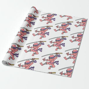 Customizable Jumping Ninja Design Wrapping Paper