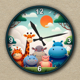 Customizable Jungle Friends Clock for Kids' Room