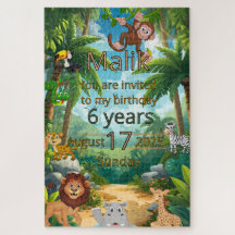 Customizable Jungle party invitation puzzle