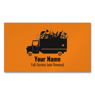 Customizable junk waste removal company orange 	Magnetic business card