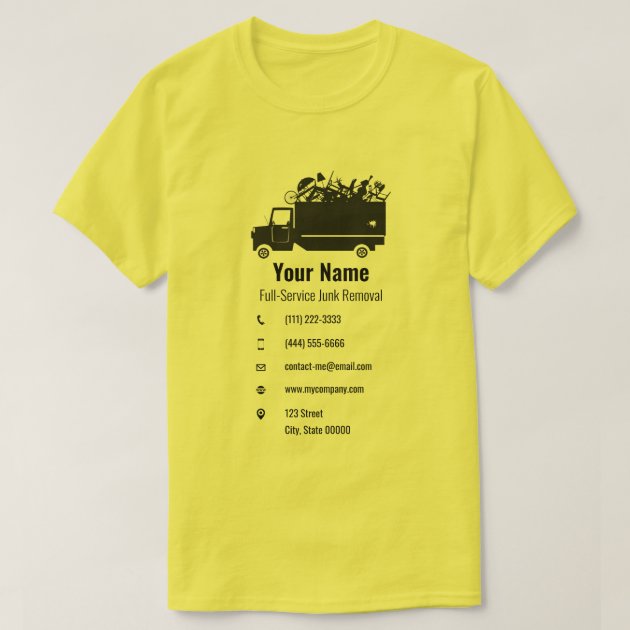 Customizable junk waste removal company yellow T Shirt Zazzle