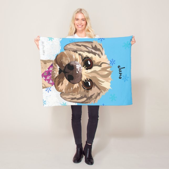 Customizable "Juno" Goldendoodle Pet Photo Blanket (In Situ)