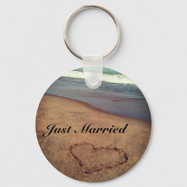 Customizable Just Married Beach Keychain (Front)