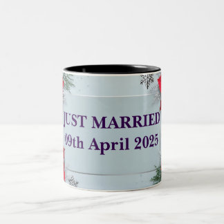 Customizable just married two tone floral mug