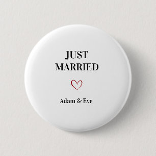 Customizable Just Married Wedding Button