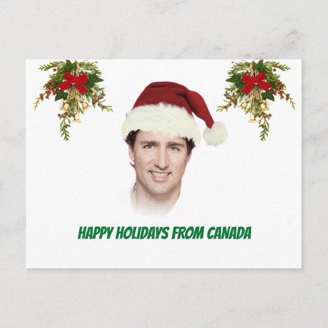 Customizable Justin Trudeau Christmas funny Postcard (Front)