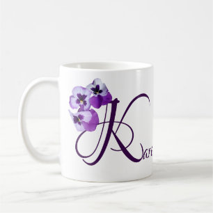 Customizable Karen name purple pansy floral boho Coffee Mug