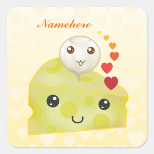 Customizable: Kawaii cheese & pickle Square Sticker