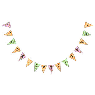 Customizable Kawaii Watercolor Fruit Bunting Flags