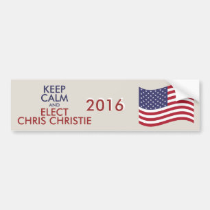 Customizable Keep Calm And Elect CHRIS CHRISTIE Bumper Sticker