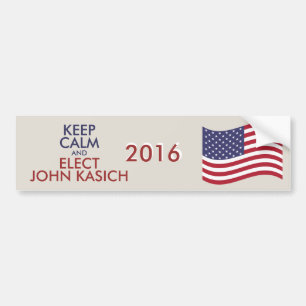 Customizable Keep Calm And Elect JOHN KASICH Bumper Sticker
