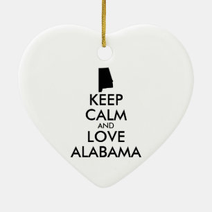 Customizable KEEP CALM and LOVE ALABAMA Ceramic Ornament