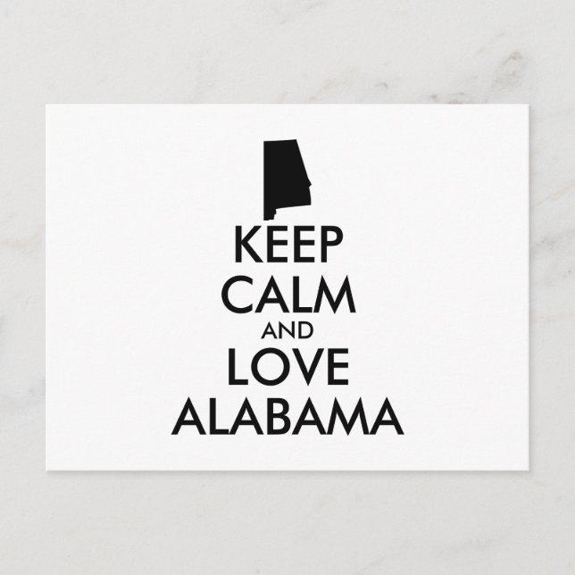 Customizable KEEP CALM and LOVE ALABAMA Postcard (Front)