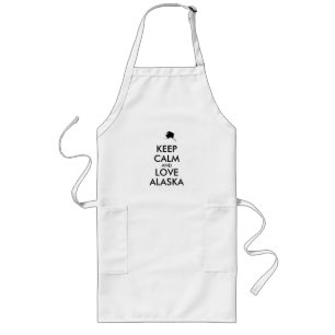 Customizable KEEP CALM and LOVE ALASKA Long Apron