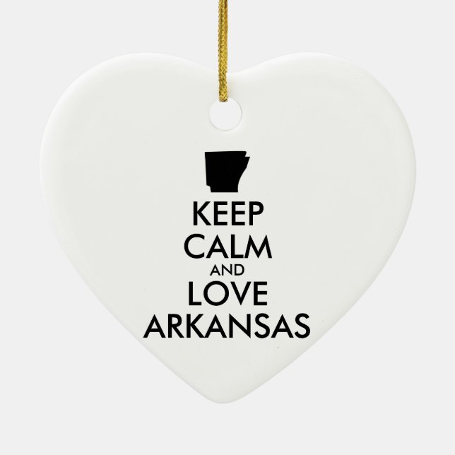 Customizable KEEP CALM and LOVE ARKANSAS Ceramic Ornament (Back)