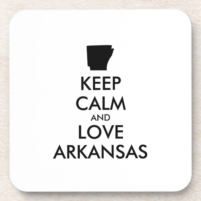 Customizable KEEP CALM and LOVE ARKANSAS Coaster (Front)