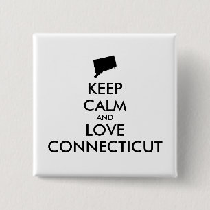 Customizable KEEP CALM and LOVE CONNECTICUT 2 Inch Square Button