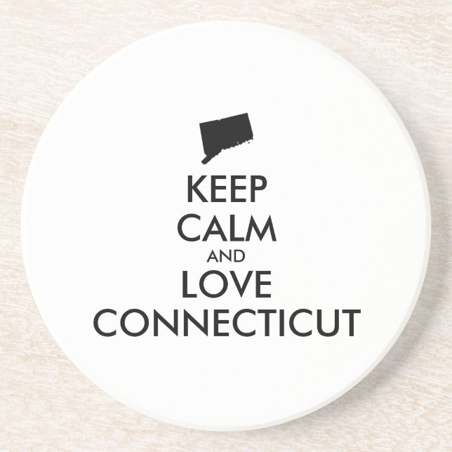 Customizable KEEP CALM and LOVE CONNECTICUT Coaster (Front)