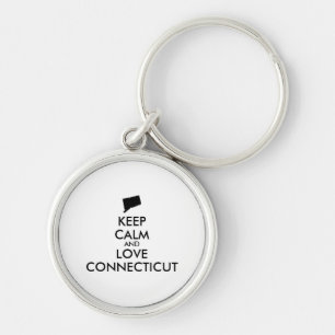 Customizable KEEP CALM and LOVE CONNECTICUT Keychain