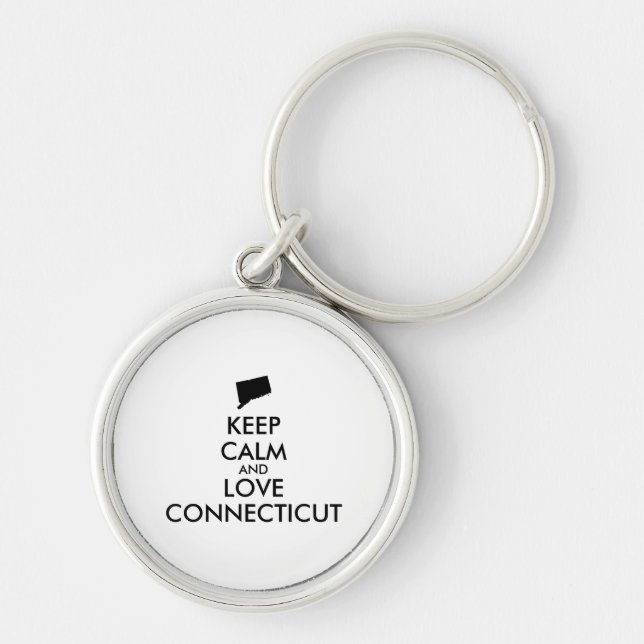Customizable KEEP CALM and LOVE CONNECTICUT Keychain (Front)