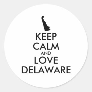 Customizable KEEP CALM and LOVE DELAWARE Classic Round Sticker