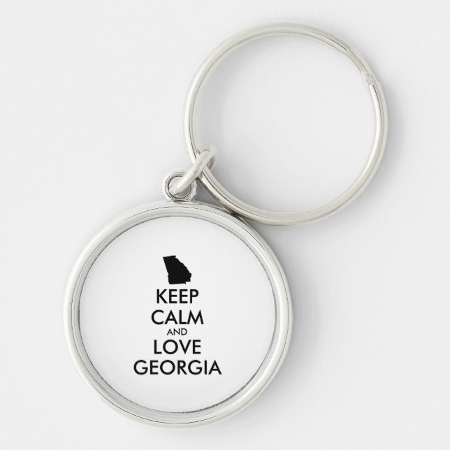 Customizable KEEP CALM and LOVE GEORGIA Keychain (Front)