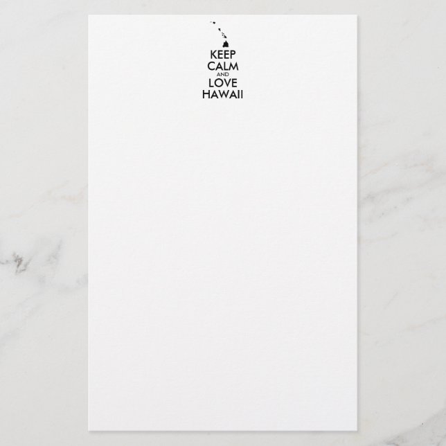 Customizable KEEP CALM and LOVE HAWAII Stationery (Front)