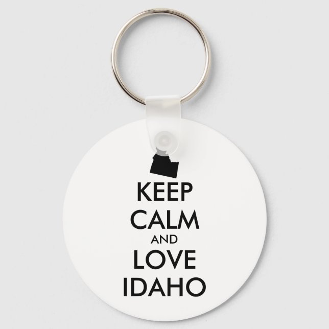 Customizable KEEP CALM and LOVE IDAHO Keychain (Front)