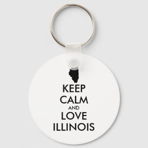 Customizable KEEP CALM and LOVE ILLINOIS Keychain