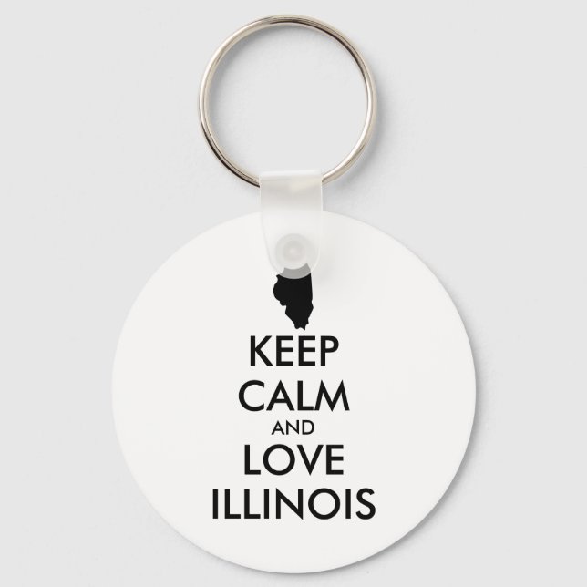 Customizable KEEP CALM and LOVE ILLINOIS Keychain (Front)