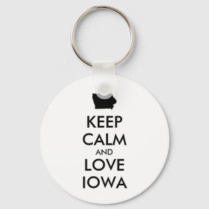 Customizable KEEP CALM and LOVE IOWA Keychain