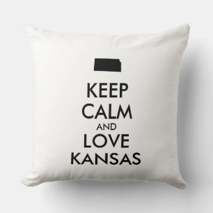 Customizable KEEP CALM and LOVE KANSAS Throw Pillow