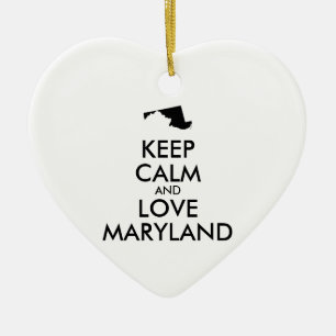 Customizable KEEP CALM and LOVE MARYLAND Ceramic Ornament
