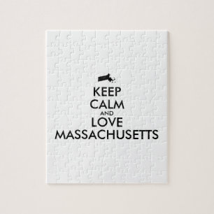 Customizable KEEP CALM and LOVE MASSACHUSETTS Jigsaw Puzzle
