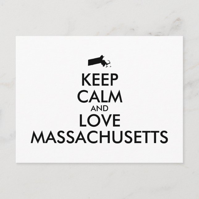 Customizable KEEP CALM and LOVE MASSACHUSETTS Postcard (Front)