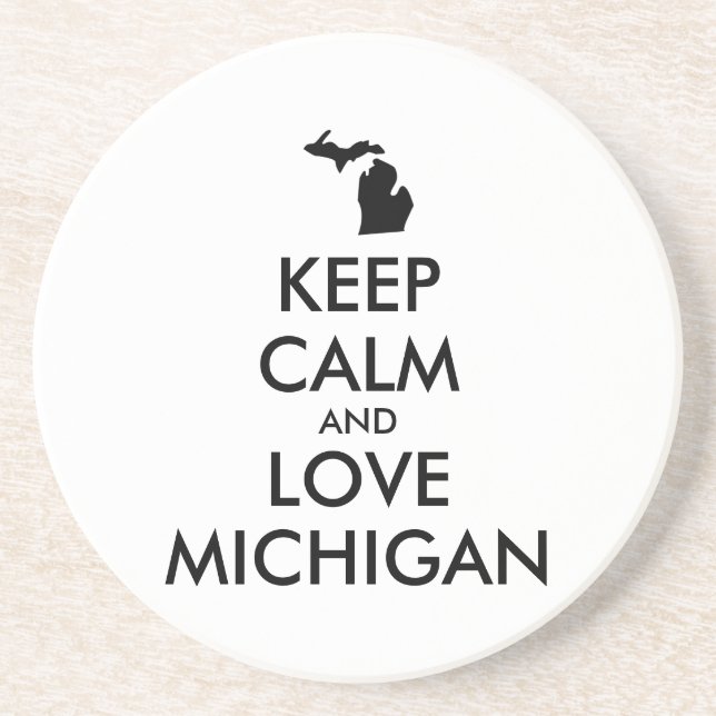 Customizable KEEP CALM and LOVE MICHIGAN Coaster (Front)