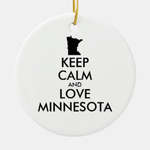Customizable KEEP CALM and LOVE MINNESOTA Ceramic Ornament