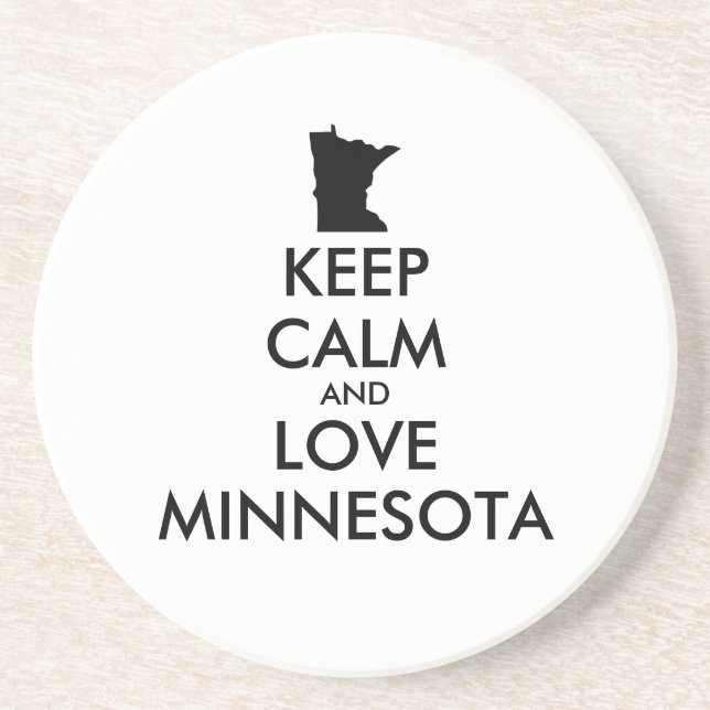 Customizable KEEP CALM and LOVE MINNESOTA Coaster (Front)
