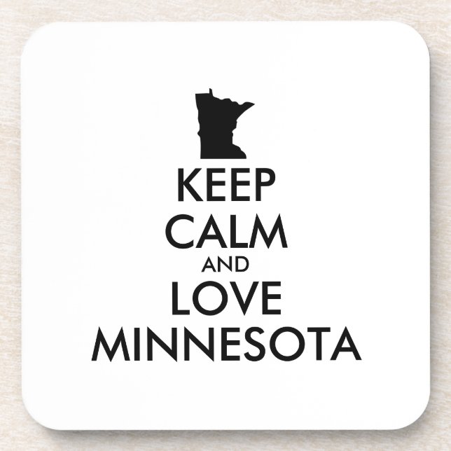 Customizable KEEP CALM and LOVE MINNESOTA Coaster (Front)