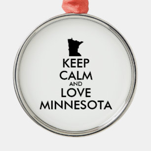 Customizable KEEP CALM and LOVE MINNESOTA Metal Ornament