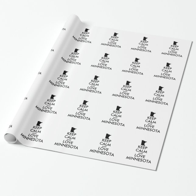 Customizable KEEP CALM and LOVE MINNESOTA Wrapping Paper (Unrolled)