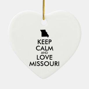 Customizable KEEP CALM and LOVE MISSOURI Ceramic Ornament