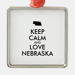 Customizable KEEP CALM and LOVE NEBRASKA Metal Ornament