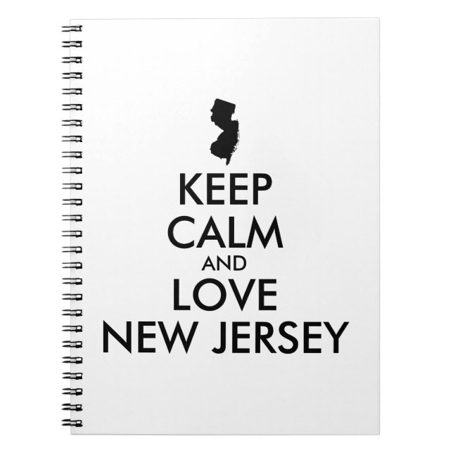 Customizable KEEP CALM and LOVE NEW JERSEY Notebook (Front)