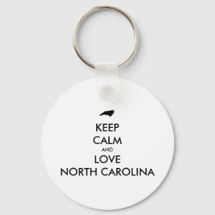 Customizable KEEP CALM and LOVE NORTH CAROLINA Keychain