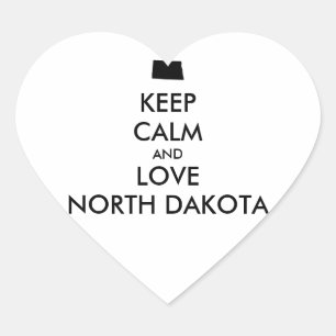 Customizable KEEP CALM and LOVE NORTH DAKOTA Heart Sticker