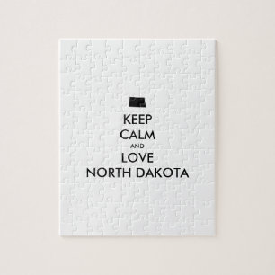 Customizable KEEP CALM and LOVE NORTH DAKOTA Jigsaw Puzzle
