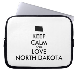Customizable KEEP CALM and LOVE NORTH DAKOTA Laptop Sleeve