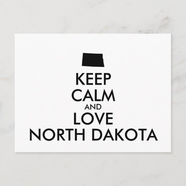 Customizable KEEP CALM and LOVE NORTH DAKOTA Postcard (Front)