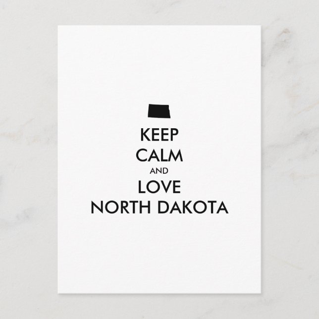 Customizable KEEP CALM and LOVE NORTH DAKOTA Postcard (Front)